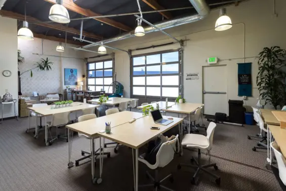 An empty office space at the end of the work day in Carlsbad